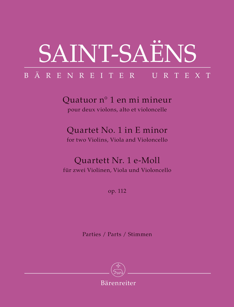 サン=サーンス:弦楽四重奏曲 第1番 ホ短調 op. 112(ヴァイオリンパート譜)