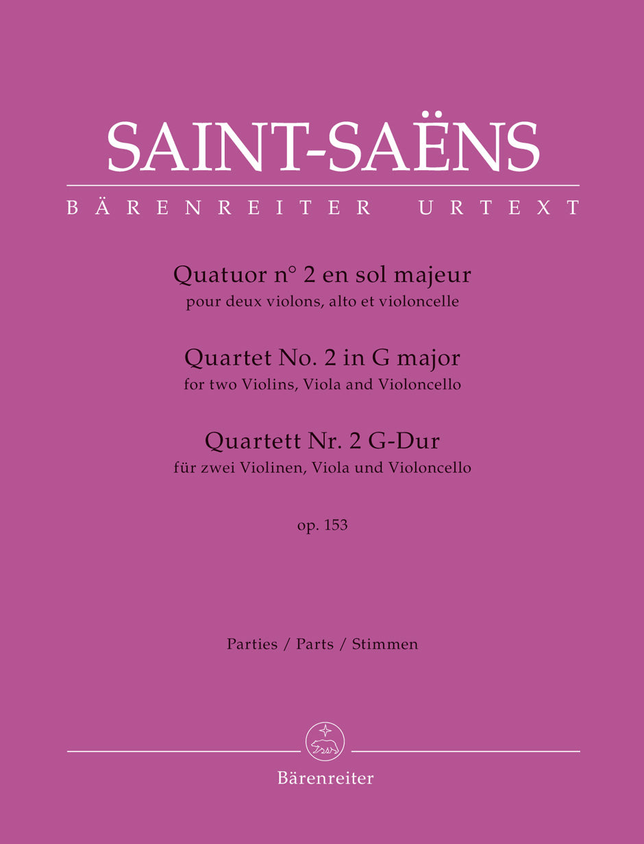 サン=サーンス:弦楽四重奏曲第2番 ト長調 op. 153(ヴァイオリンパート譜)