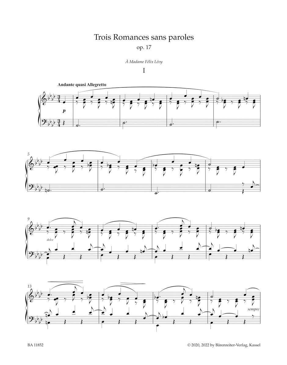 ピアノ/フォーレ:3つの無言歌 作品17