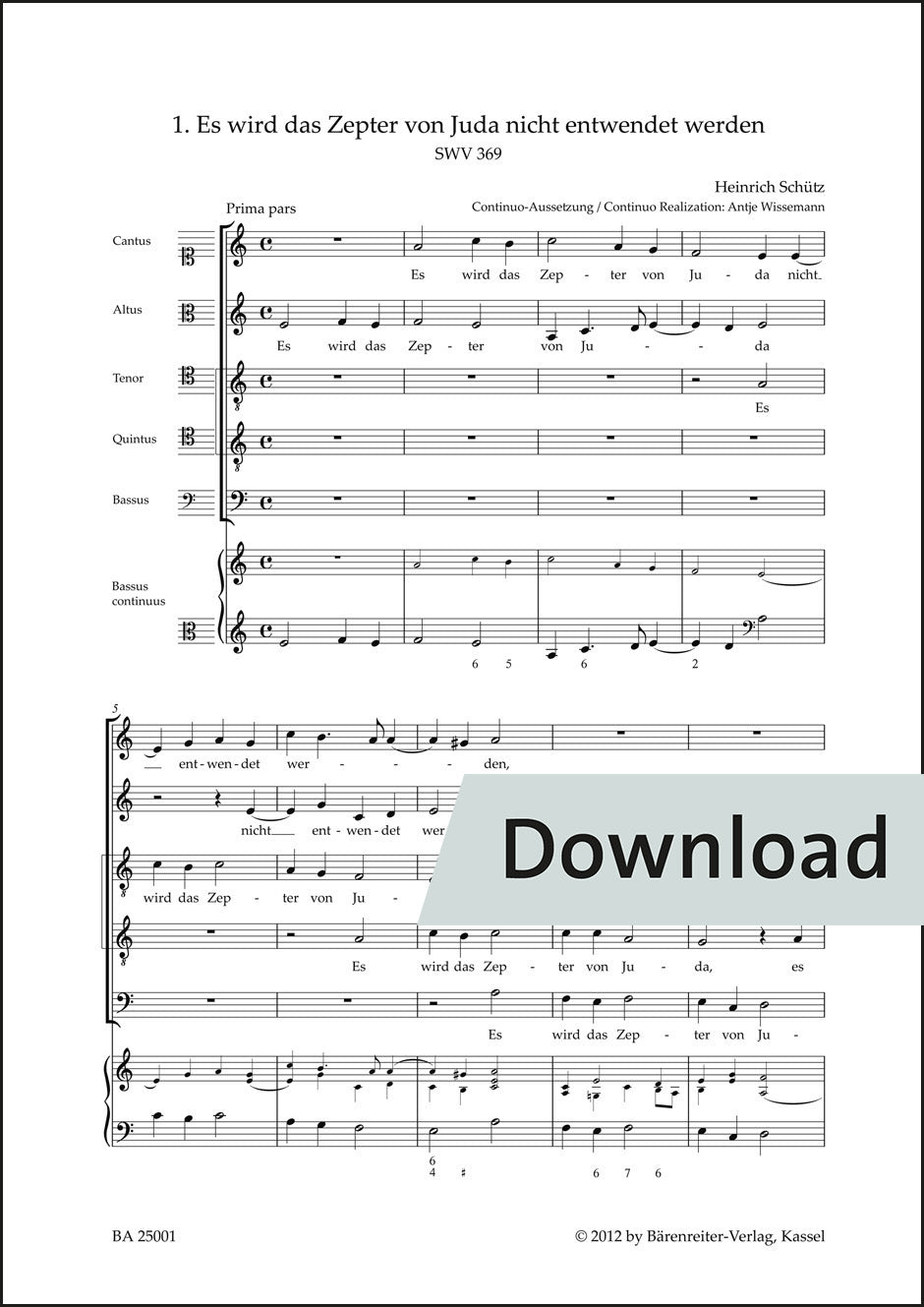 シュッツ:ユダの杖は取り去られることなし SWV369【デジタル版】