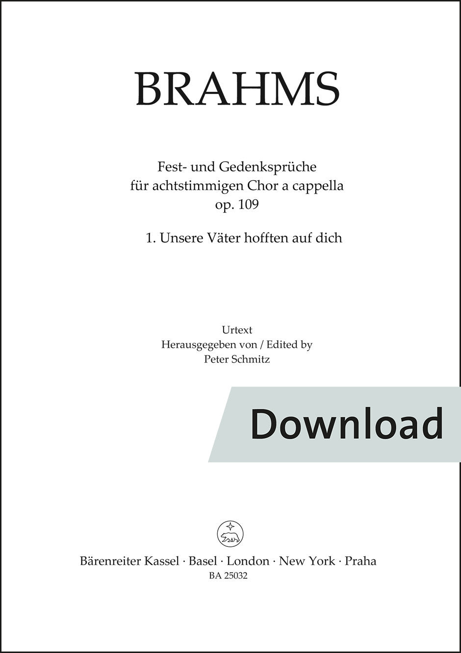 ブラームス:われらの父祖は汝に望みを置けり op.109-1【デジタル版】