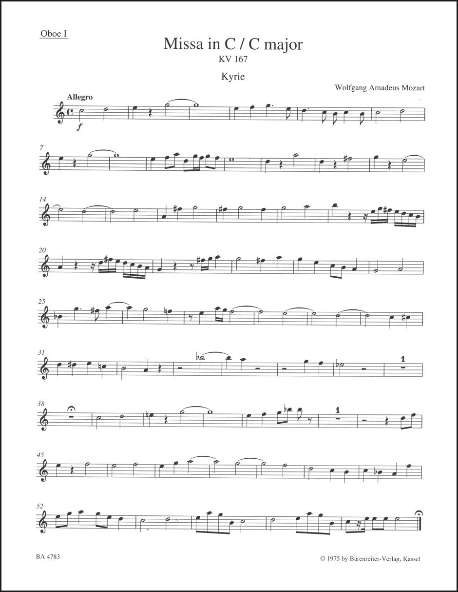 モーツァルト:ハ長調ミサ曲 K. 167「三位一体のミサ」
