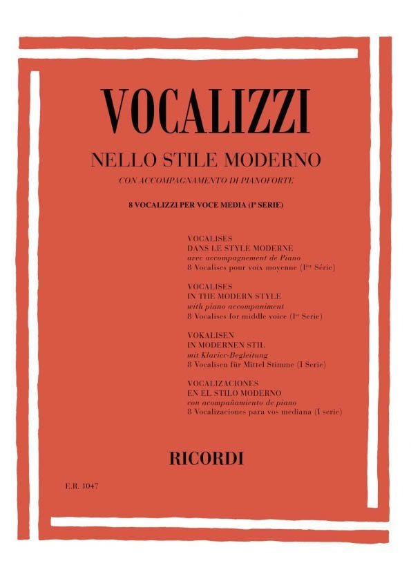 Vocalizzi Nello Stile Moderno. I Serie:Volume 2: 8 Vocalizzi Per Voce Media