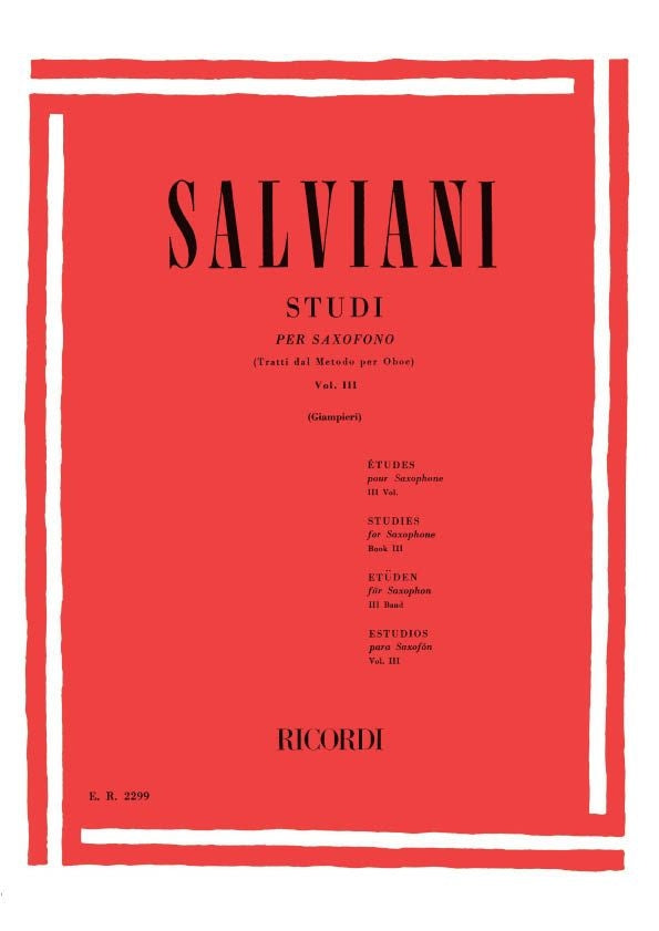 C. Salviani:Studi Per Saxofono 3 (Tratti Dal Metodo Per Oboe)