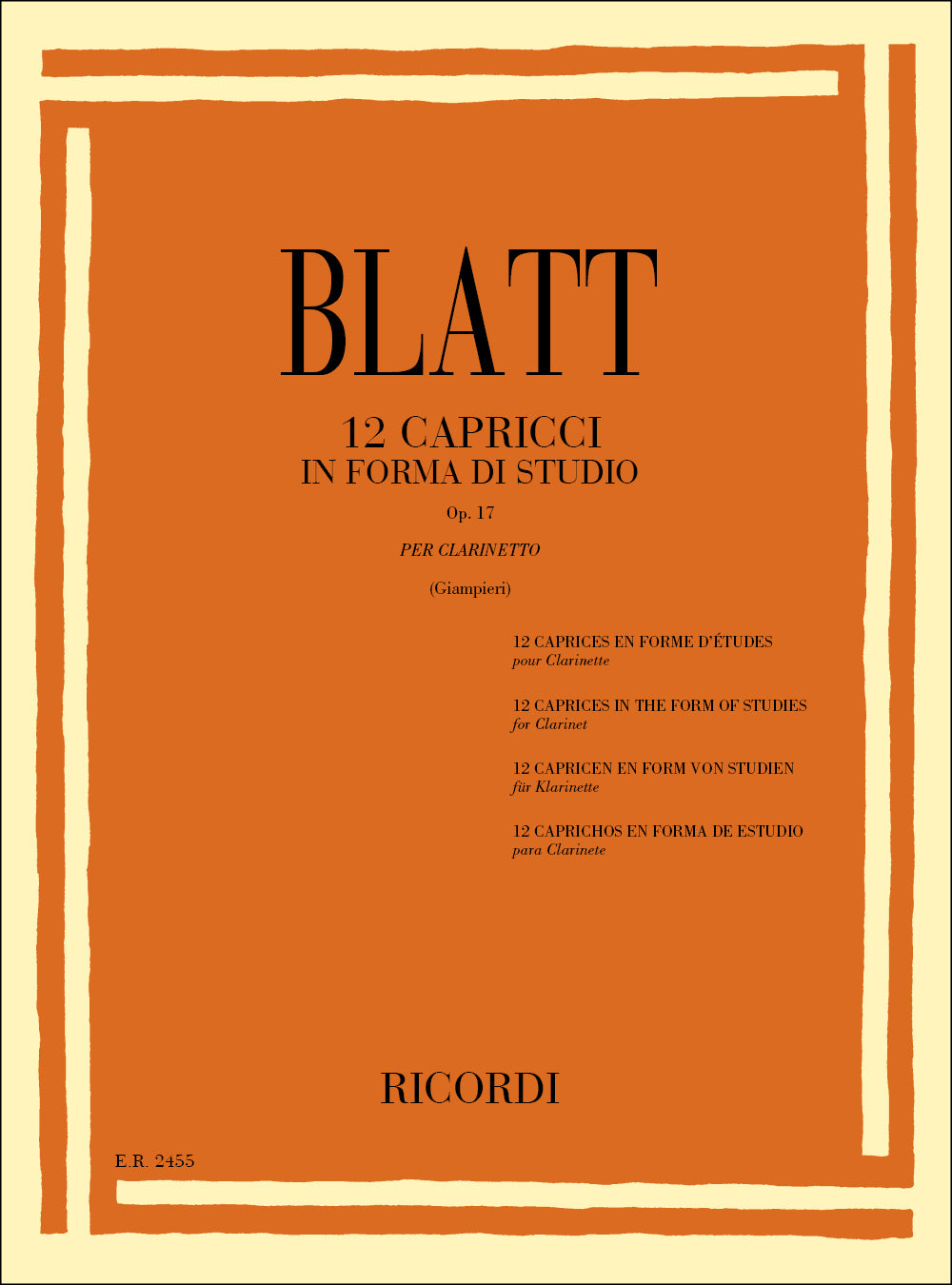 Franz Blatt:12 Capricci In Forma Di Studio Op. 17