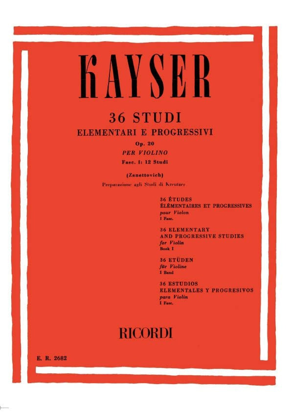 カイザー:36の初歩的で段階的な練習曲 Op. 20:Fascicolo I: 12 Studi