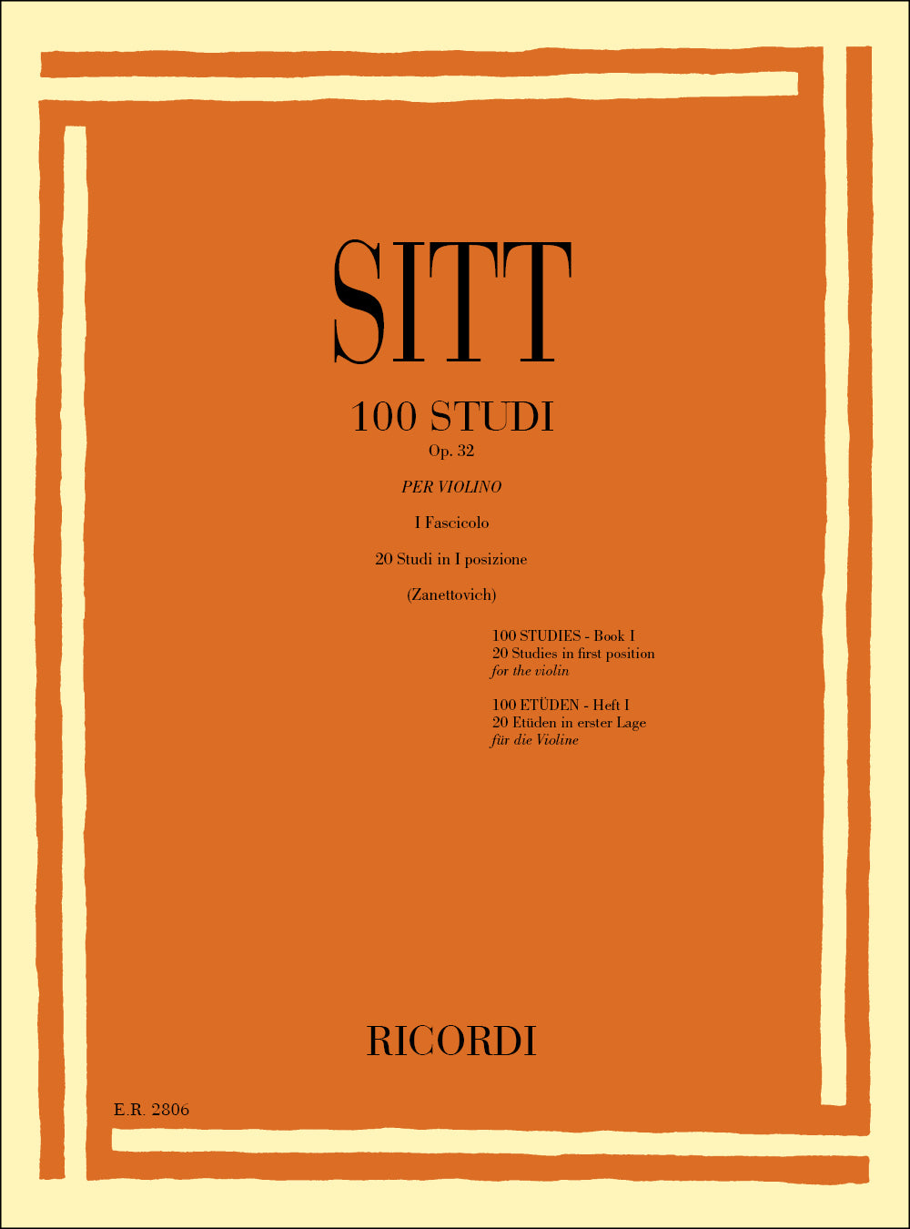 Hans Sitt:100 Studi Op. 32 per Violino - Volume 1
