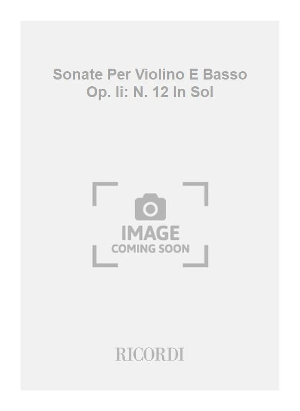 Giuseppe Tartini:Sonate Per Violino E Basso Op. Ii: N. 12 In Sol