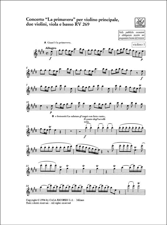 Antonio Vivaldi:Le Quattro Stagioni:Ed. Critica P. Everett E M. Talbott, Softcover