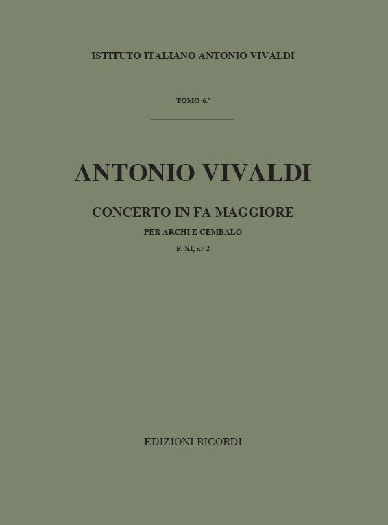 Antonio Vivaldi:Concerto in Fa RV142 per Archi e BC