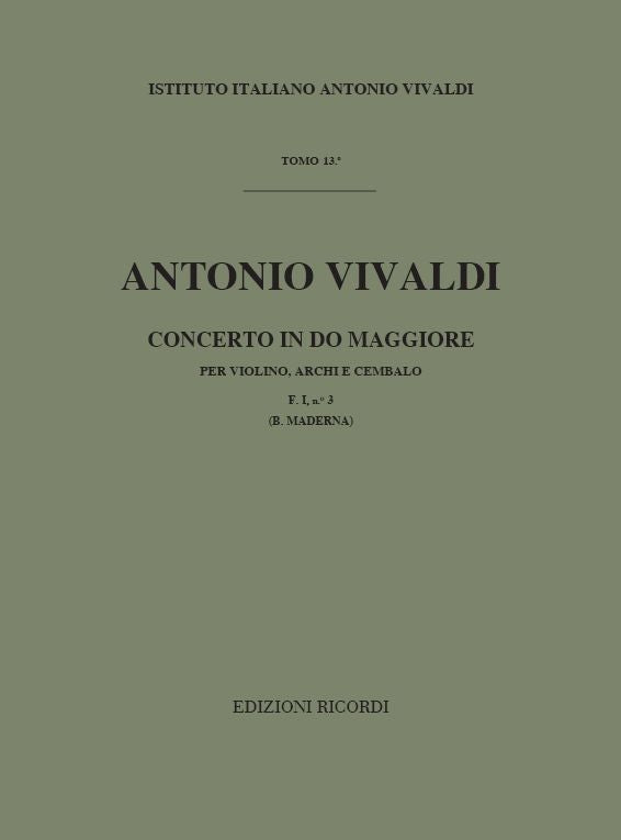 Antonio Vivaldi:Concerto Per Violino, Archi E BC, In Do Rv 186