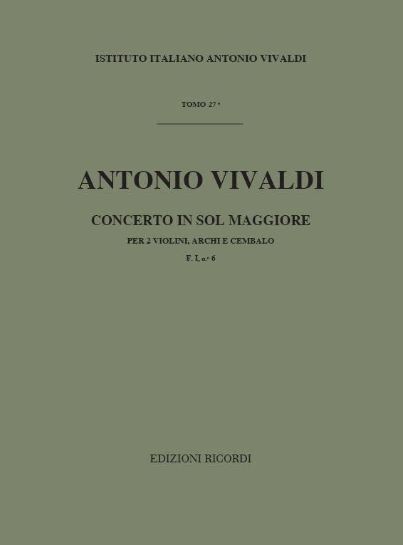 Antonio Vivaldi:Concerto In Sol Maggiore per 2 Violini, Archi e BC