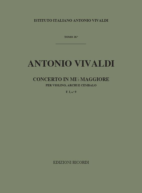 Antonio Vivaldi:Concerto per Violino, Archi e BC in Mib Rv 254