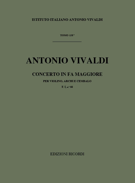 Antonio Vivaldi:Concerto per Violino, Archi e BC: In Fa Rv 296