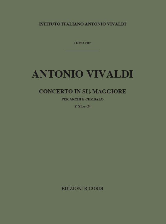 Antonio Vivaldi:Concerto Per Archi E B.C. In Si Bem. Rv 167