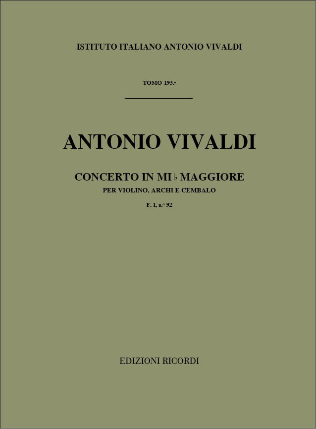 Antonio Vivaldi:Concerto E-flat major RV 257 Violin-Strings and Bc
