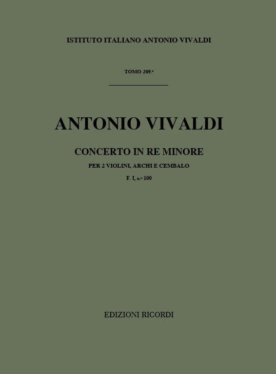 Antonio Vivaldi:Concerto Per 2 Violini, Archi e BC In Re Min Rv514