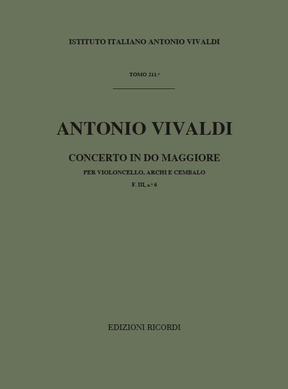 Antonio Vivaldi:Concerto Per Violoncello, Archi E BC In Do Rv 399