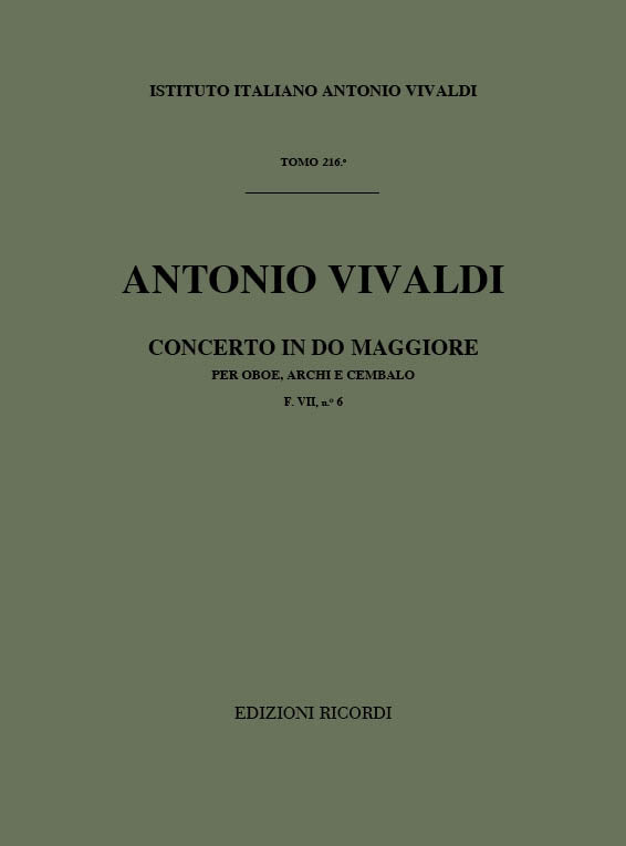 Antonio Vivaldi:Concerto per Oboe, Archi e BC: In Do Rv 447