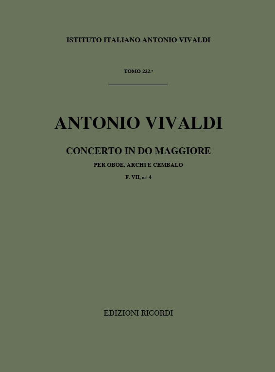 Antonio Vivaldi:Concerto Per Oboe, Archi E B.C.: In Do Rv 451