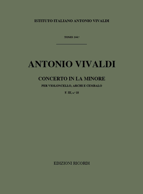 Antonio Vivaldi:Concerto Per Violoncello, Archi e BC In La Min.
