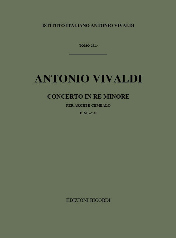 Antonio Vivaldi:Concerto Per Archi E B.C.: In Re Min. Rv 128