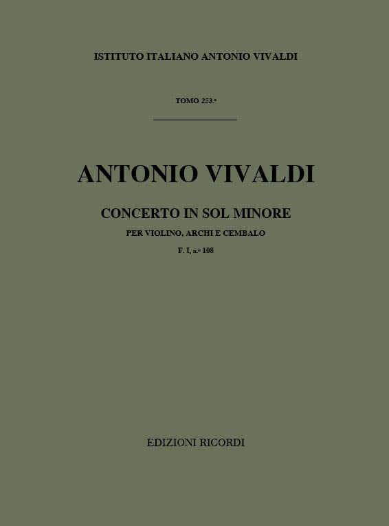 Antonio Vivaldi:Concerto Per Violino, Archi E BC In Sol Min Rv 325