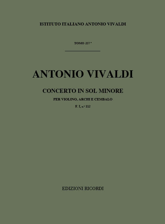 Antonio Vivaldi:Concerto Per Violino, Archi E BC In Sol Min Rv 327