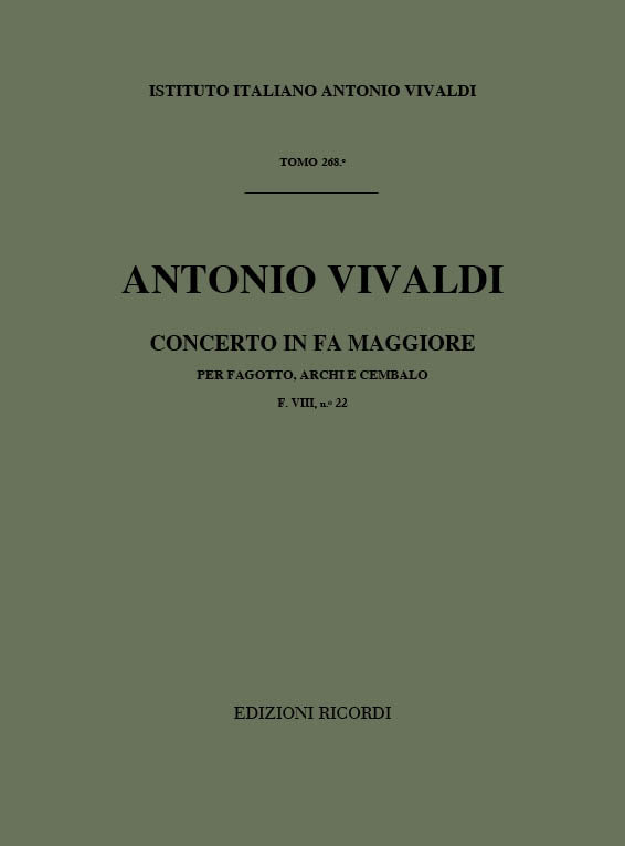 Antonio Vivaldi:Concerto per Fagotto, Archi e BC in Fa Rv 486