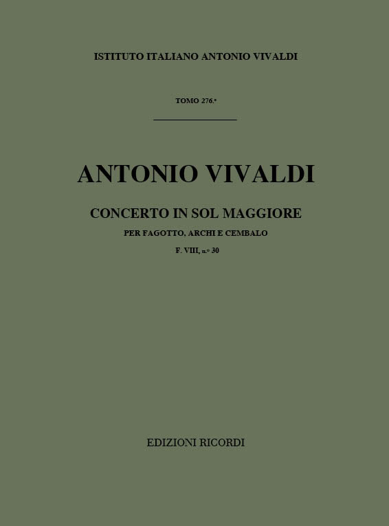 Antonio Vivaldi:Concerto per Fagotto, Archi e BC in Sol Rv 493