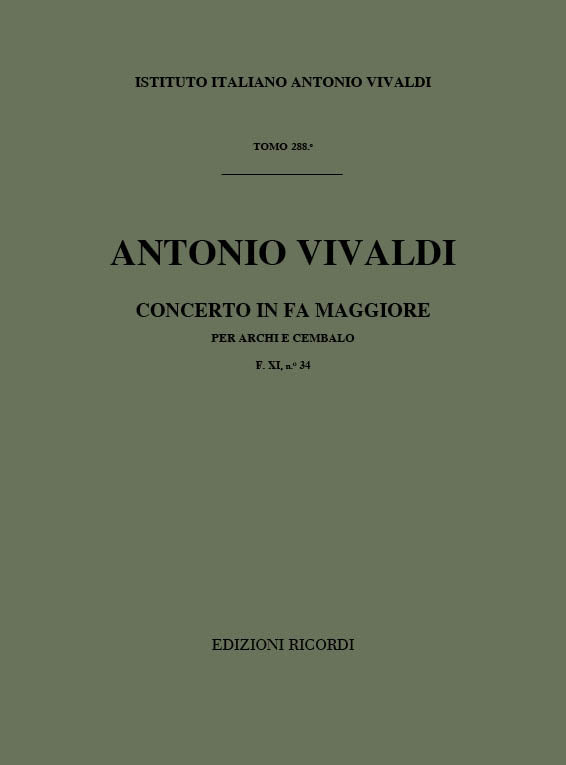 Antonio Vivaldi:Concerto Per Archi E B.C.: In Fa Rv 138