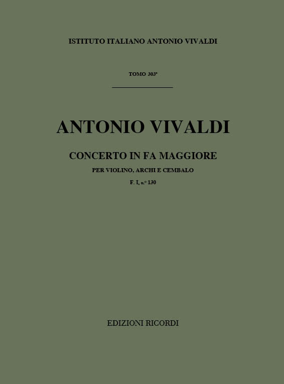 Antonio Vivaldi:Concerto Per Violino, Archi E B.C.: In Fa Rv 295