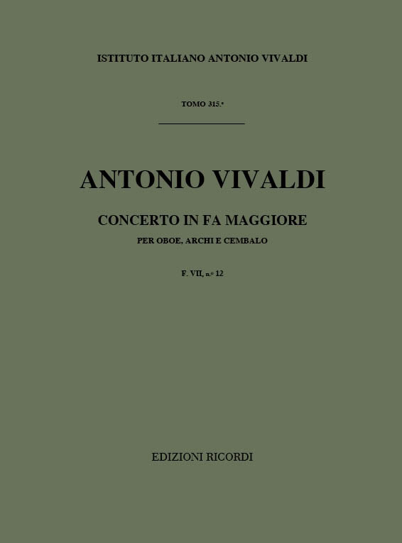 Antonio Vivaldi:Concerto Per Oboe, Archi E BC: In Fa Rv 457