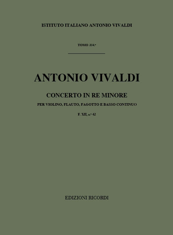Antonio Vivaldi:Concerto per Violino, Flauto, Fag, BC Re Min Rv 96