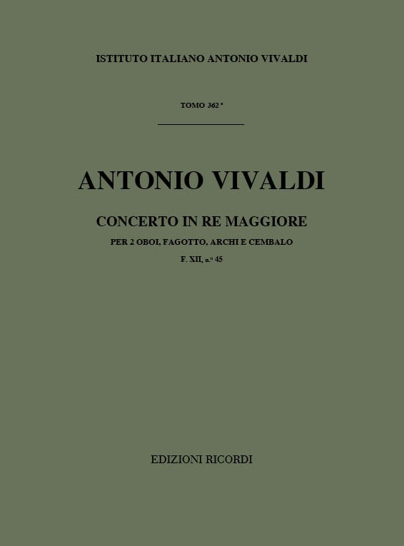 Antonio Vivaldi:Concerto per 2 Oboi, Fagotto, Archi, BC Re Rv 122