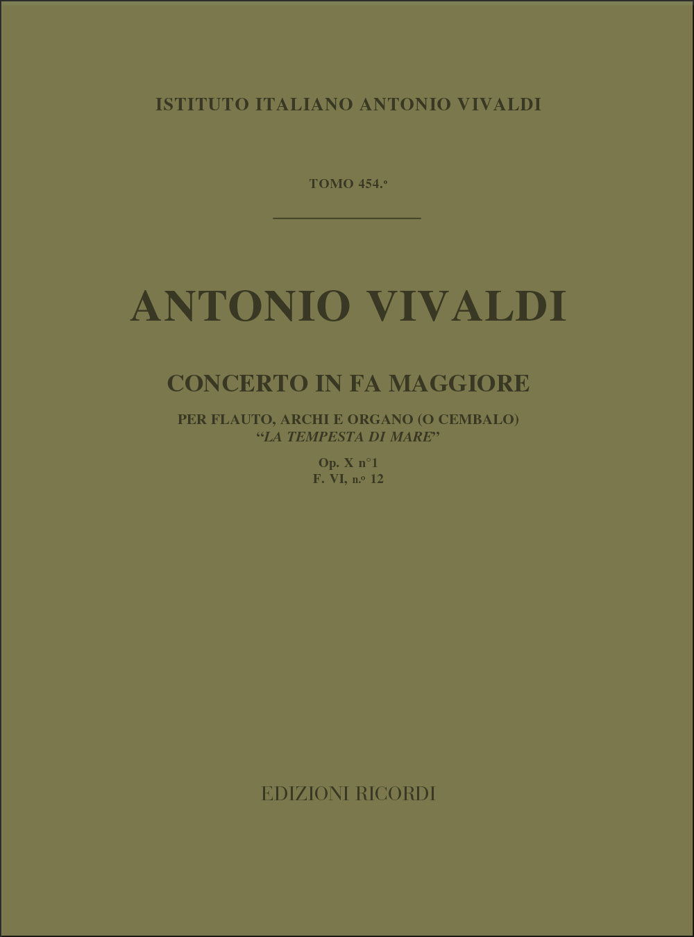 Antonio Vivaldi:Concerto Per Flauto, Archi E BC: In Fa Rv 433