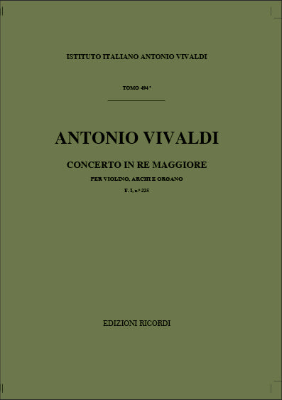Antonio Vivaldi:Concerto Per Violino, Archi E BC: In Re Rv 762