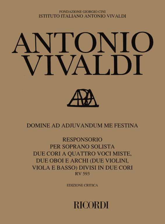 Antonio Vivaldi:Domine Ad Adjuvandum Me Festina Rv 593:2オーボエと2コーラス弦楽 RV593 批判校訂版 ソフトカバー