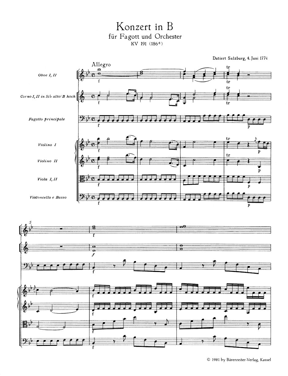 スコア/モーツァルト:オーボエ協奏曲 ハ長調 KV 314