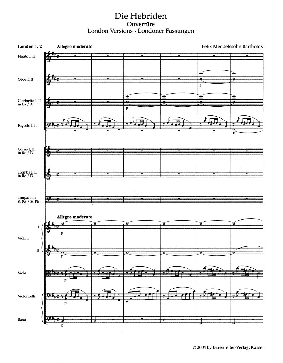スコア/メンデルスゾーン:ヘブリディーズ序曲 作品26
