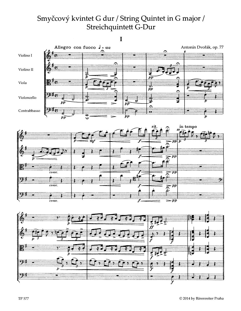 スコア/ドヴォルザーク:弦楽五重奏曲 ト長調 作品77