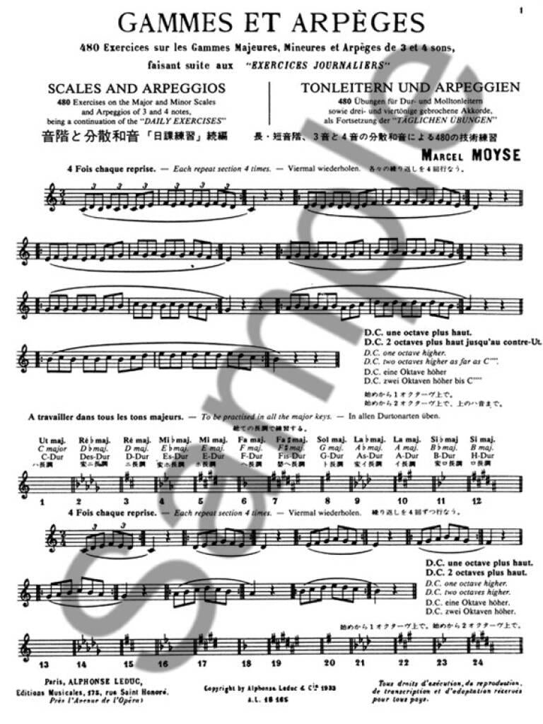 フルート/モイーズ:音階と分散和音 / フルートのための 480の技術練習