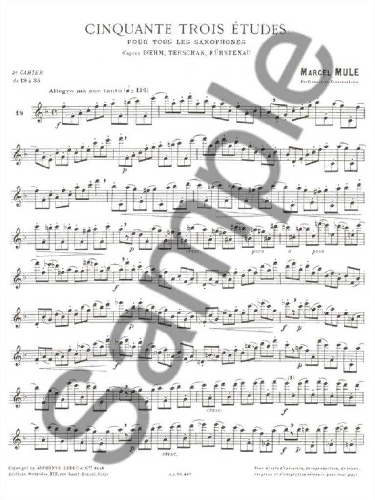 サクソフォン/ミュール:ベーム、テルシャック、フュルステナウの 53の練習曲 第2巻