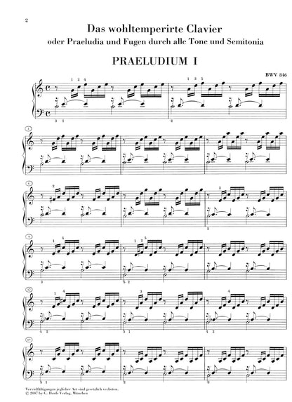 バッハ：平均律クラヴィーア曲集 第1巻 BWV 846 - 869