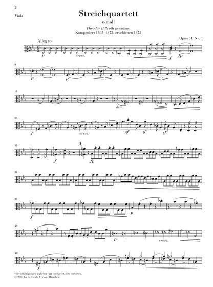 ブラームス：弦楽四重奏曲集 Op.51-1 ハ短調 & Op.51-2 イ短調