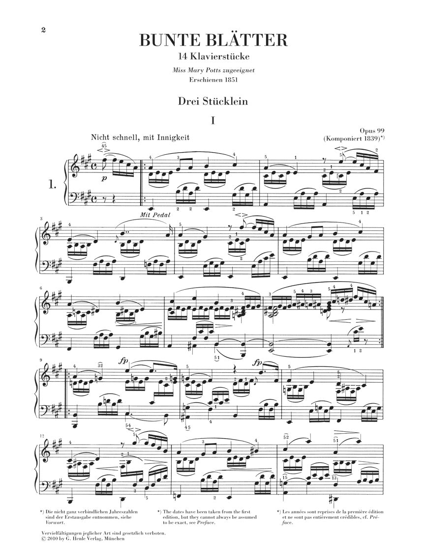 シューマン：色とりどりの小品 op. 99