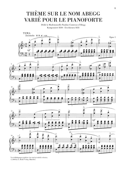 シューマン：アベッグ変奏曲 op. 1