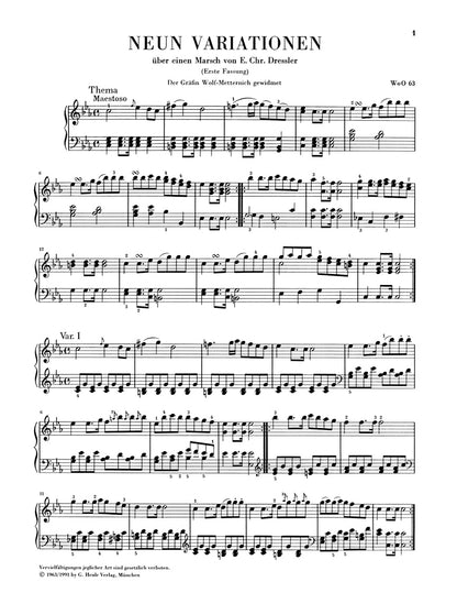 ベートーヴェン：ピアノのための変奏曲集 第1巻