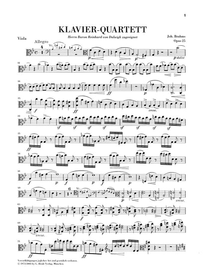 ブラームス：ピアノ四重奏曲 第1番 ト短調 op. 25