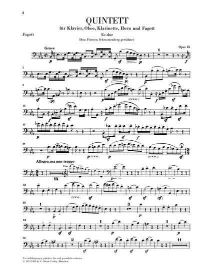ベートーヴェン：ピアノと管楽のための五重奏曲 変ホ長調 Op.16